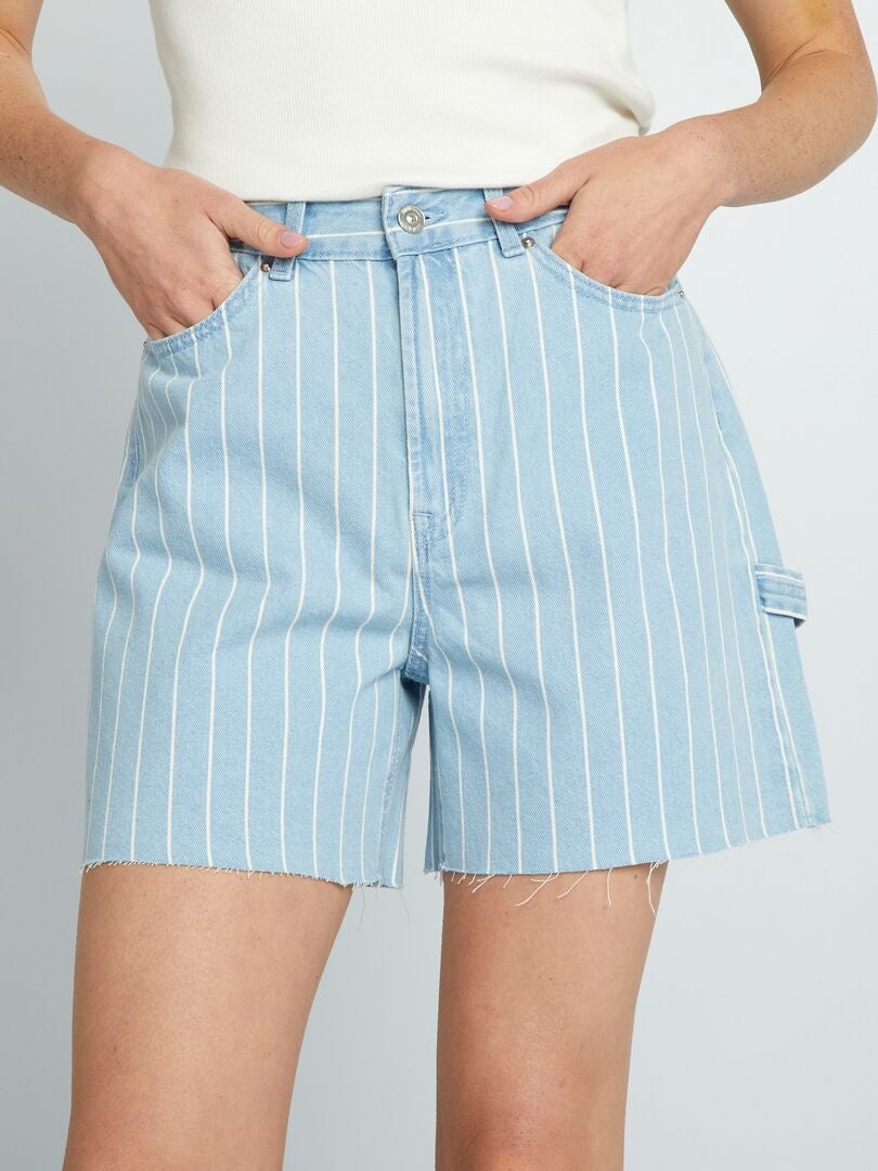 Nina Carter Short En Jean Taille Haute Femme - Look Usé Élégant - Short Été Denim Confortable