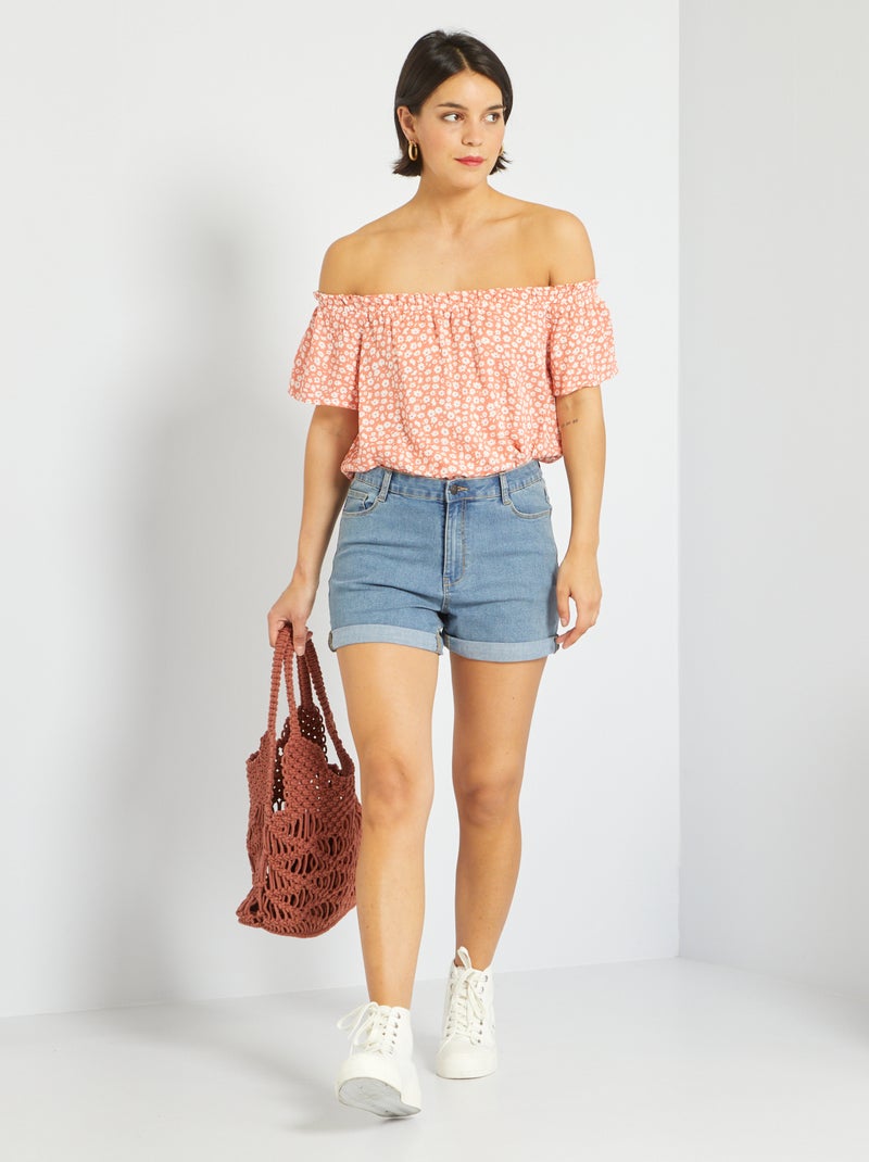 Short en jean taille haute Bleu clair - Kiabi