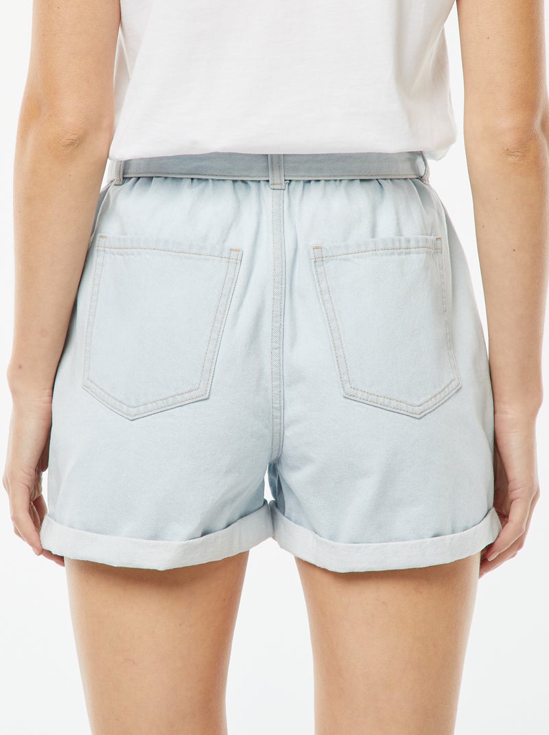 Short en jean taille haute BLEU - Kiabi