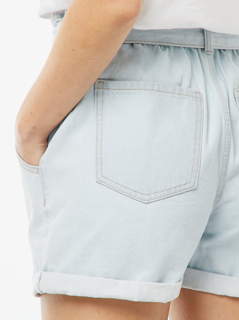 Short en jean taille haute BLEU - Kiabi