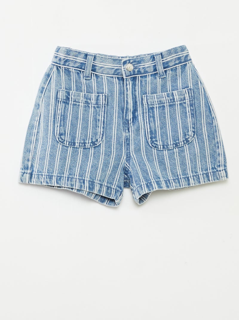 Short en jean taille haute Bleu rayé - Kiabi