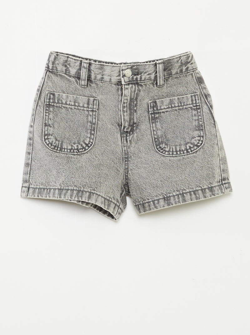 Short en jean taille haute Gris - Kiabi