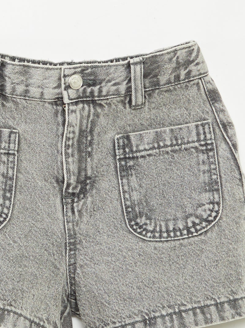 Short en jean taille haute Gris - Kiabi