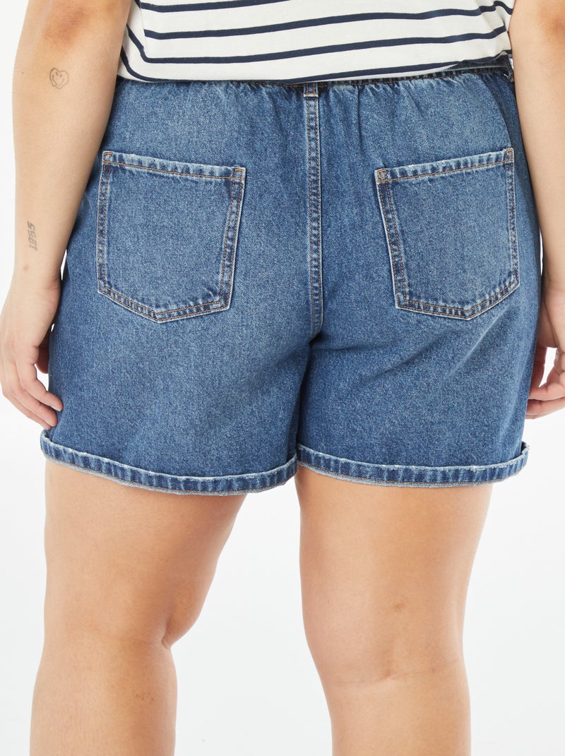 Short en jean uni avec ceinture BLEU - Kiabi