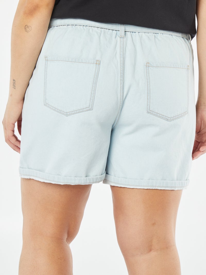 Short en jean uni avec ceinture BLEU - Kiabi