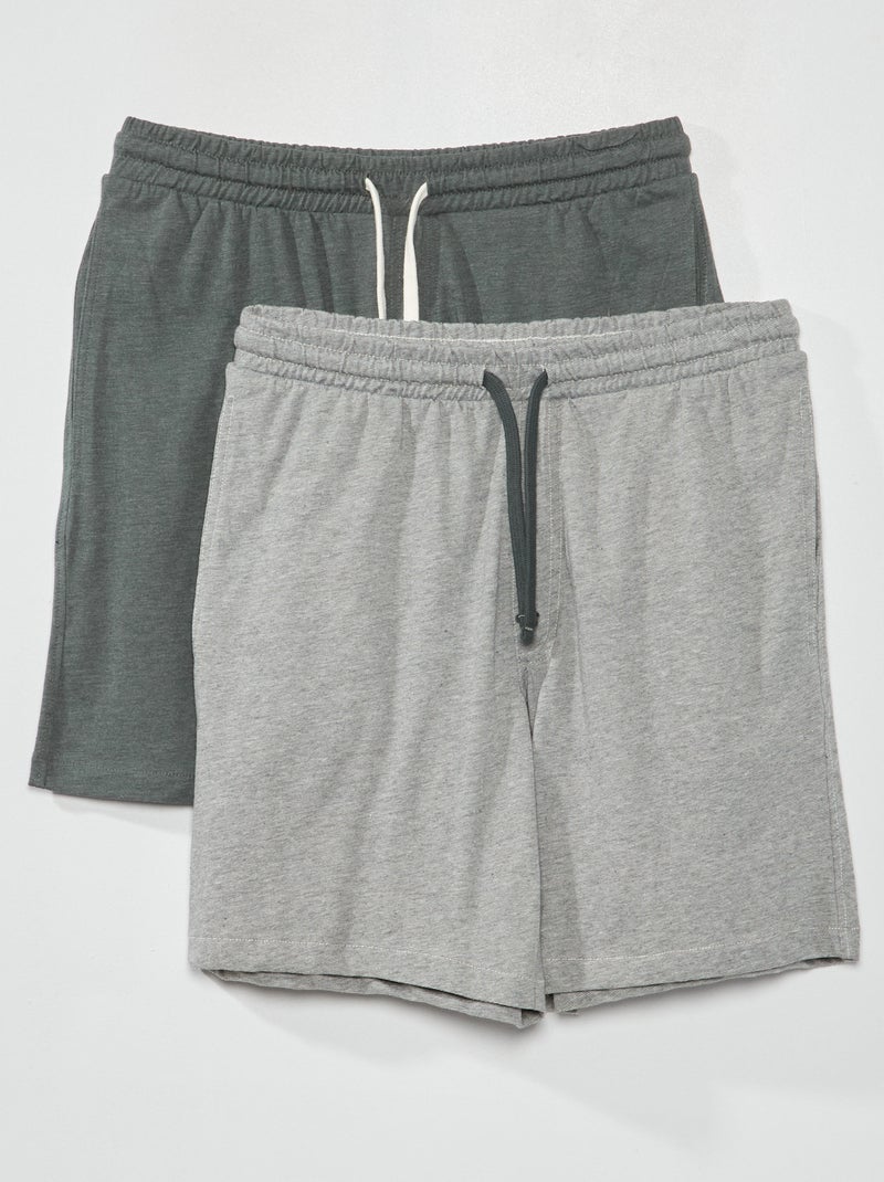 Short en jersey - Lot de 2 Vert/gris à rayures - Kiabi