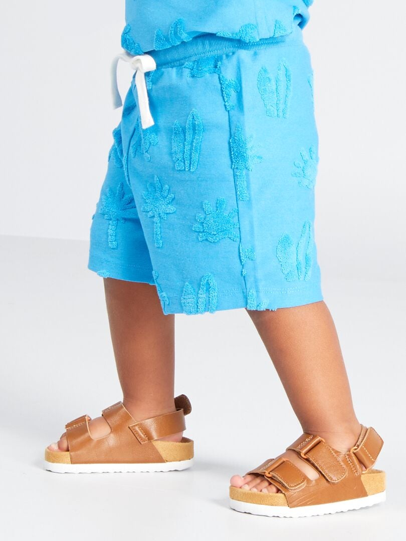 Short en jersey avec motif en maille bouclette Bleu - Kiabi