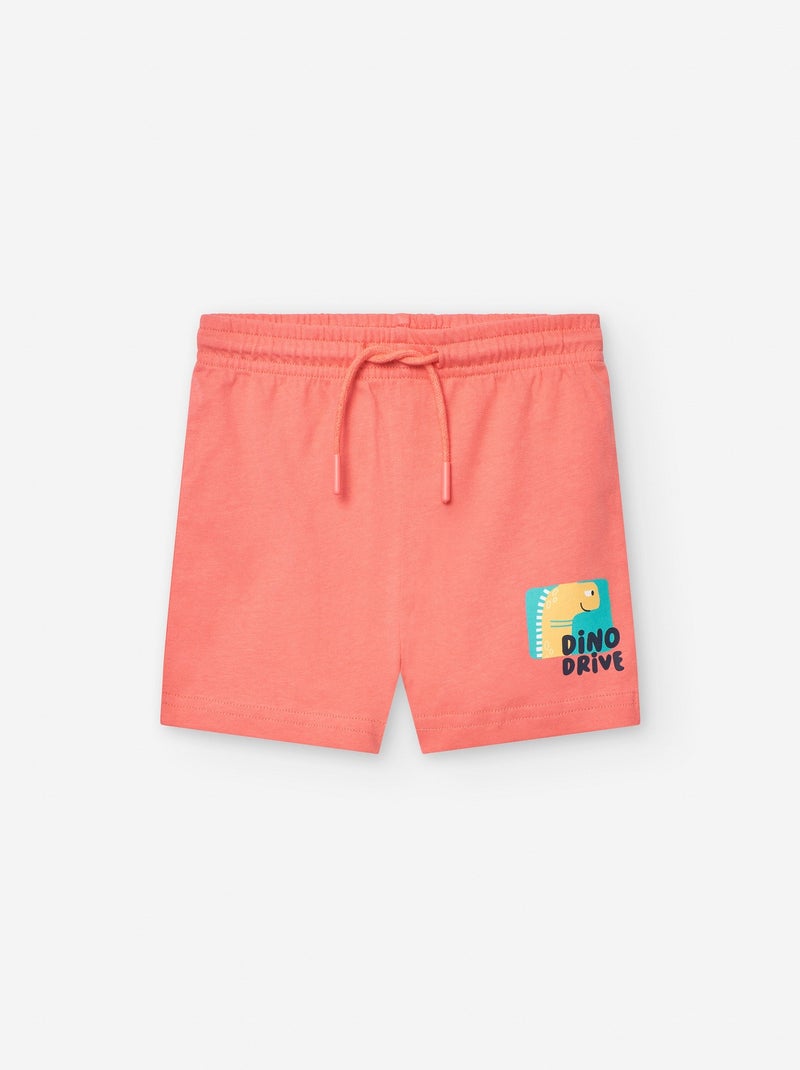 Short en Jersey Imprimé Dinosaure Corail/Turquoise/Crème - Kiabi