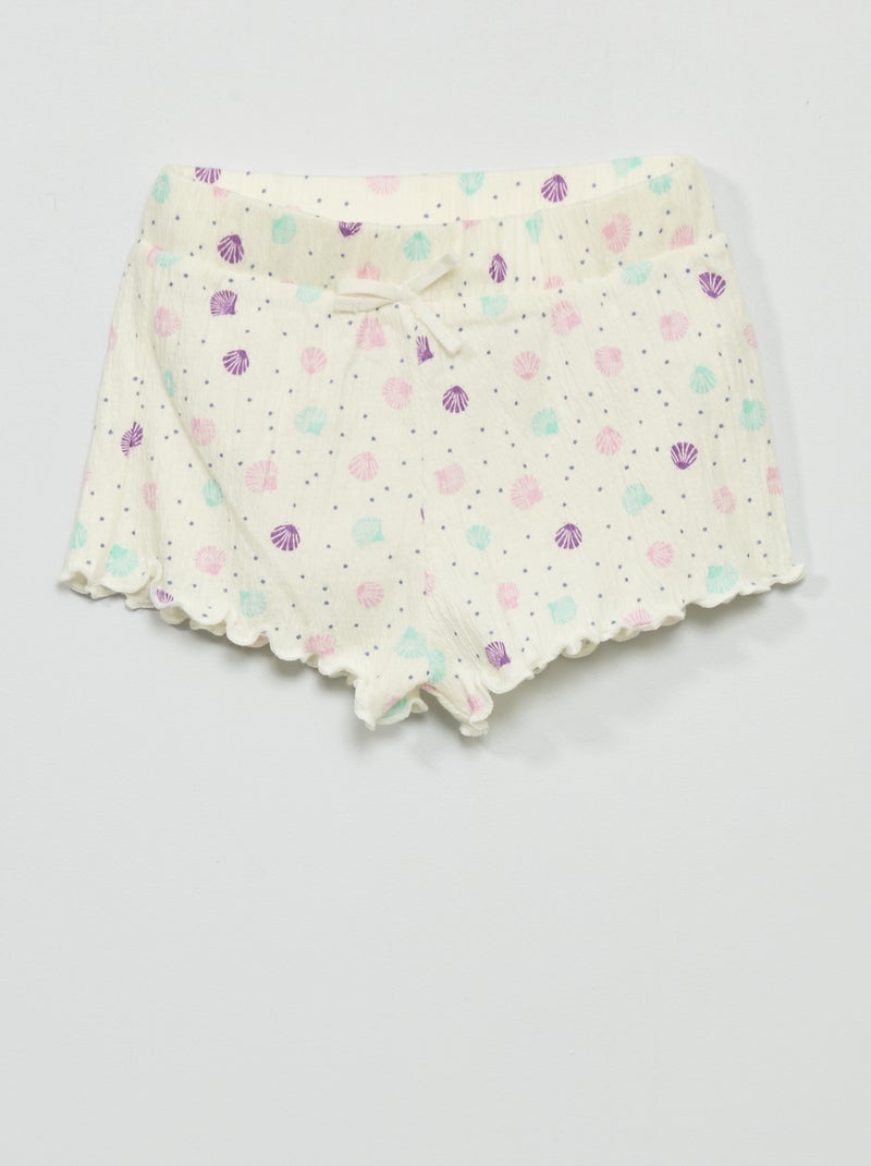 Short en jersey smocké Beige - Kiabi
