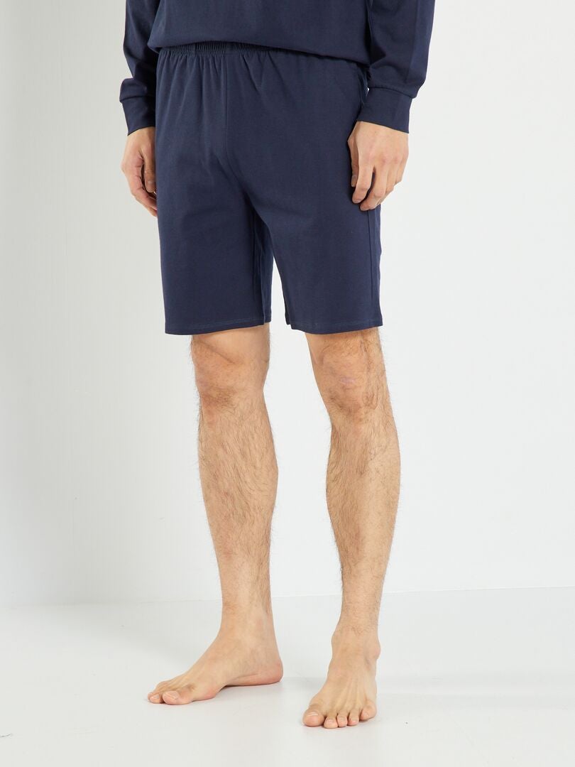 Pyjama Adulte Femme Texsan Bleu - Manches Et Jambes Courtes 50% Coton