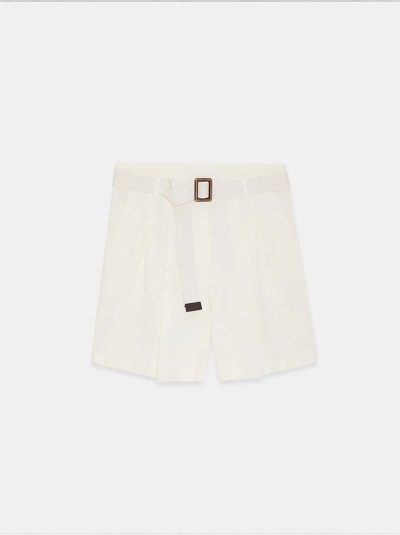 Short en lin dilvin Blanc cassé - Kiabi