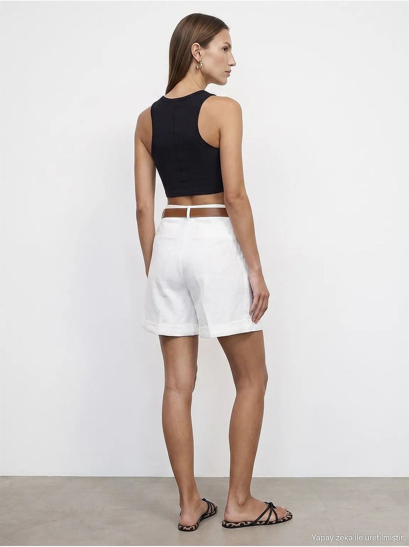 Short en lin dilvin Blanc - Kiabi