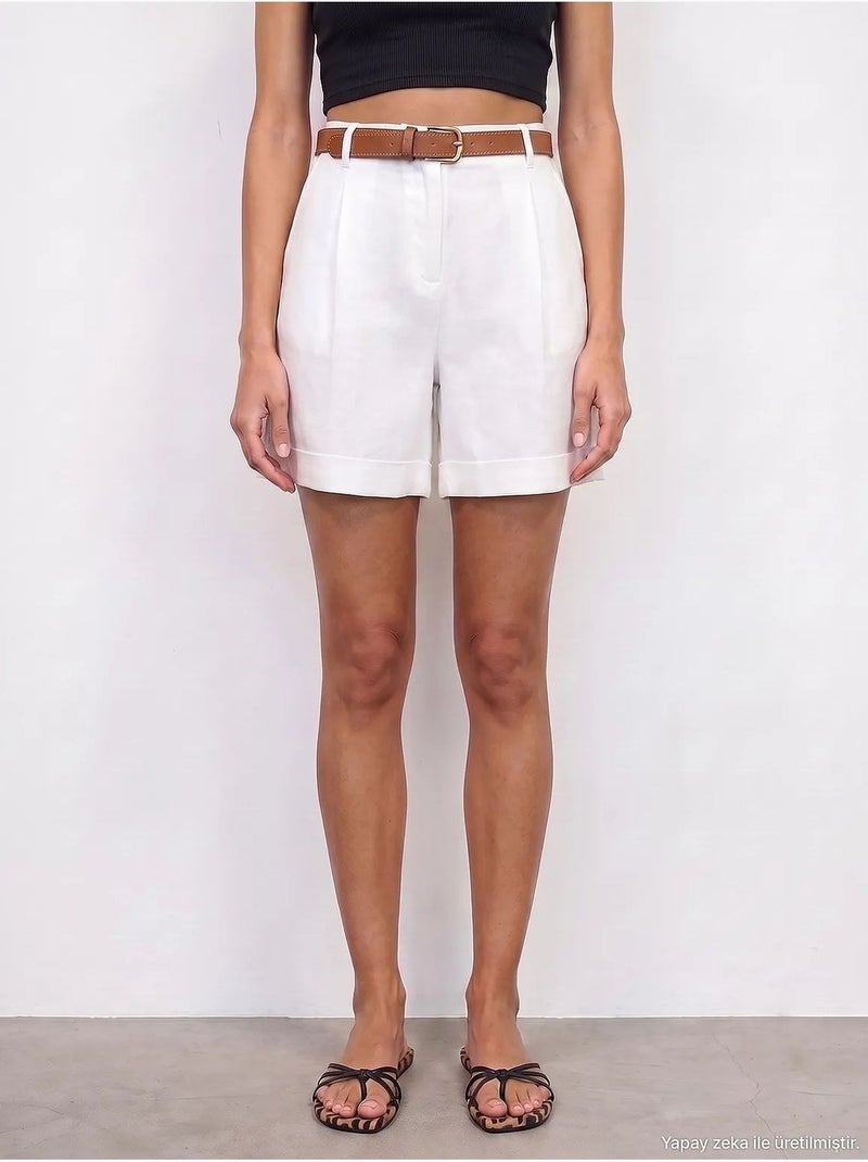 Short en lin dilvin Blanc - Kiabi
