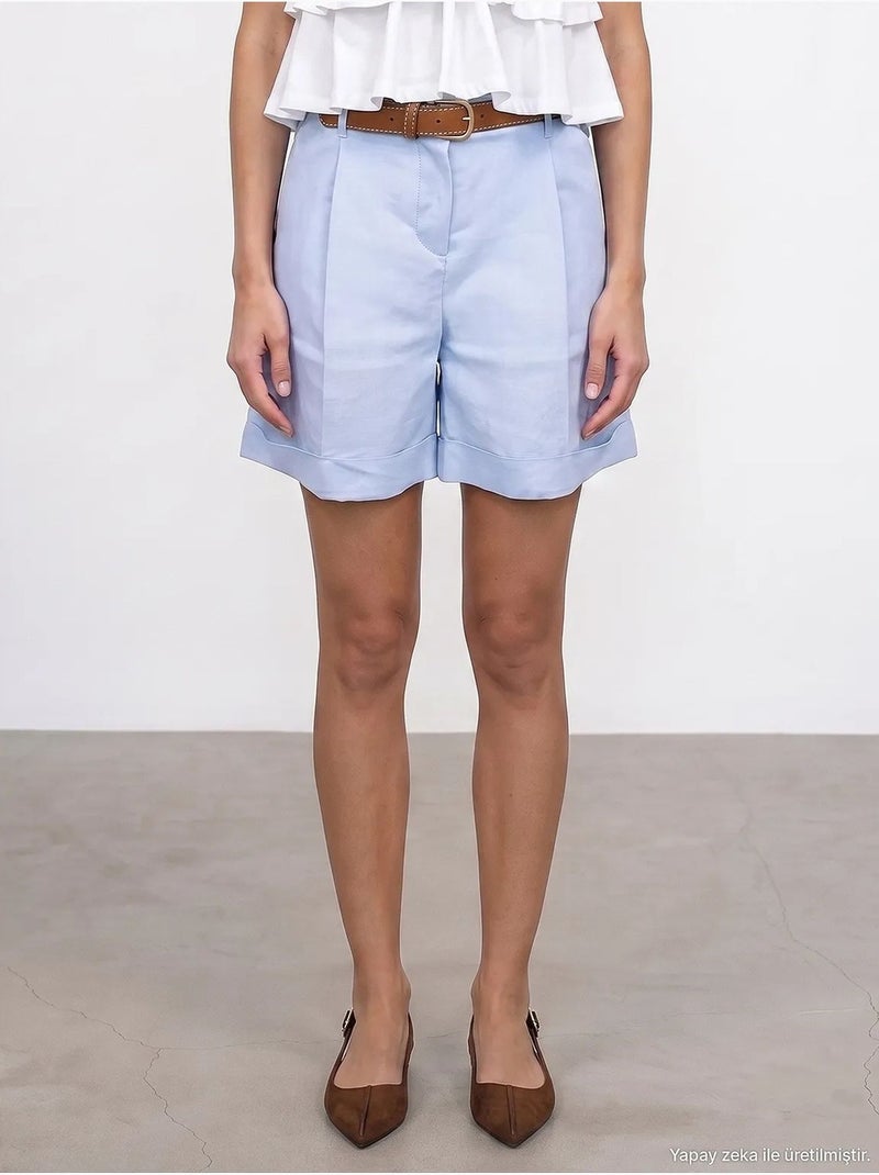 Short en lin dilvin Bleu ciel - Kiabi