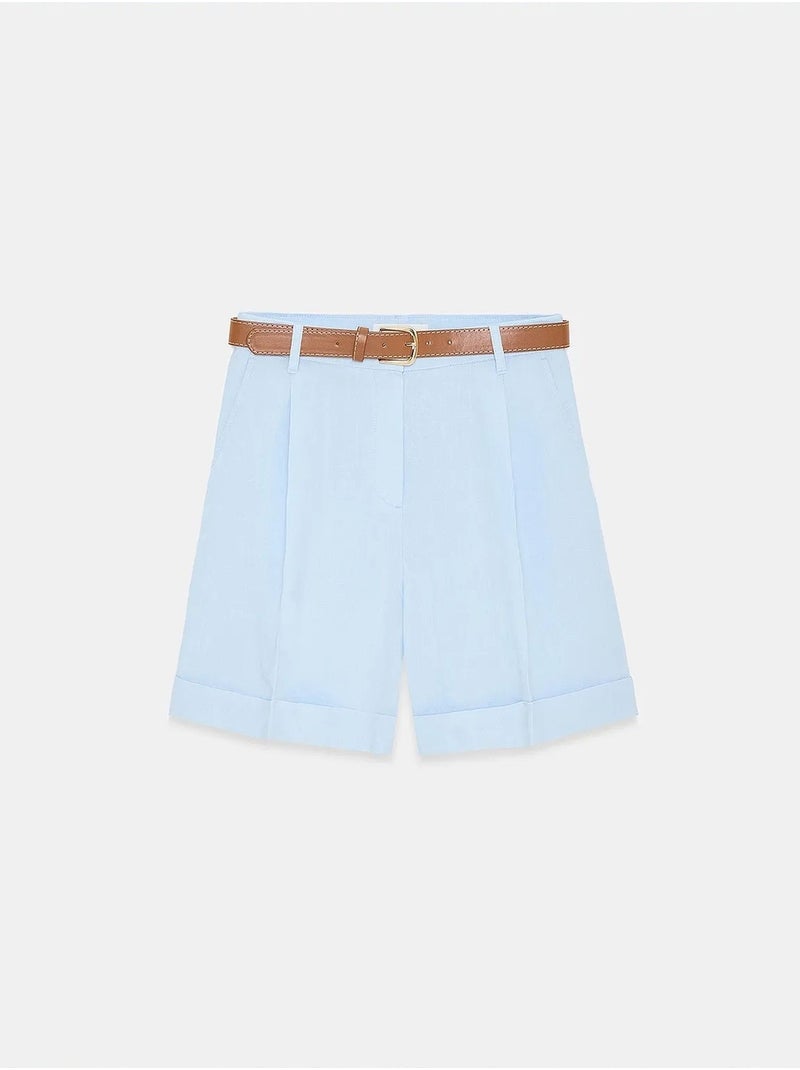 Short en lin dilvin Bleu ciel - Kiabi