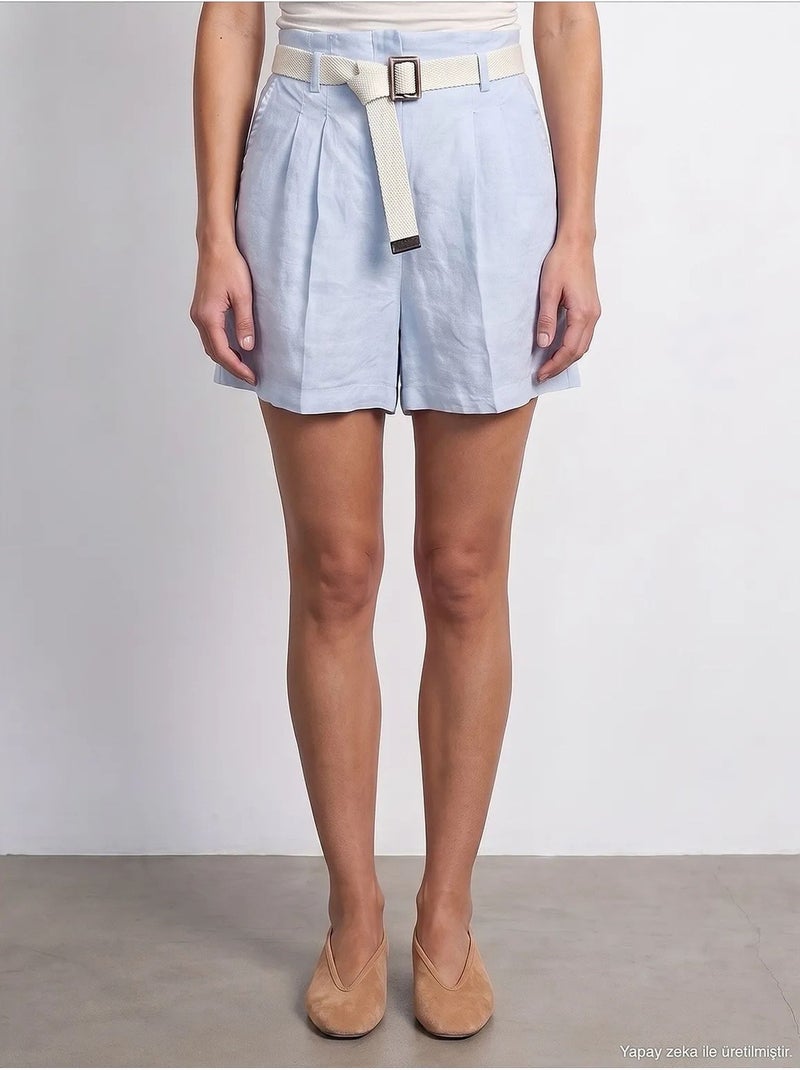 Short en lin dilvin Bleu ciel - Kiabi