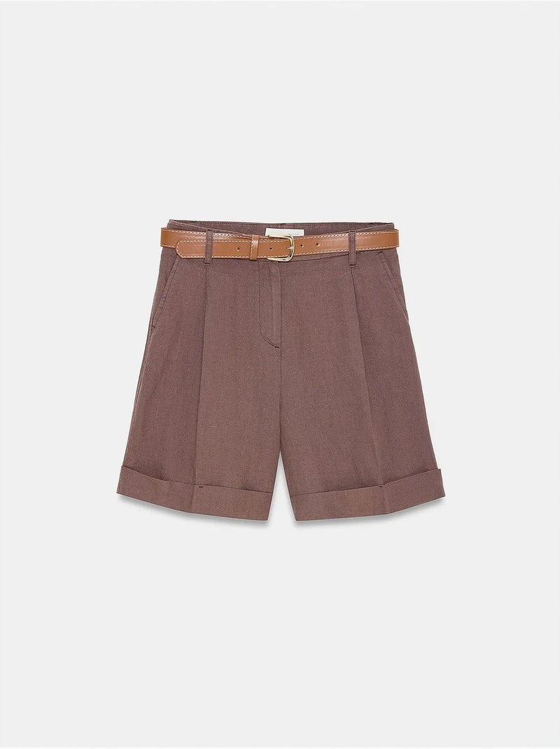 Short en lin dilvin Marron chocolat - Kiabi