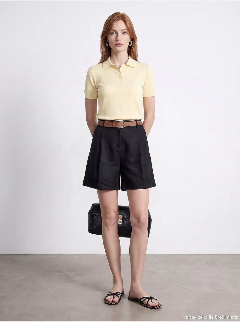 Short en lin dilvin Noir - Kiabi