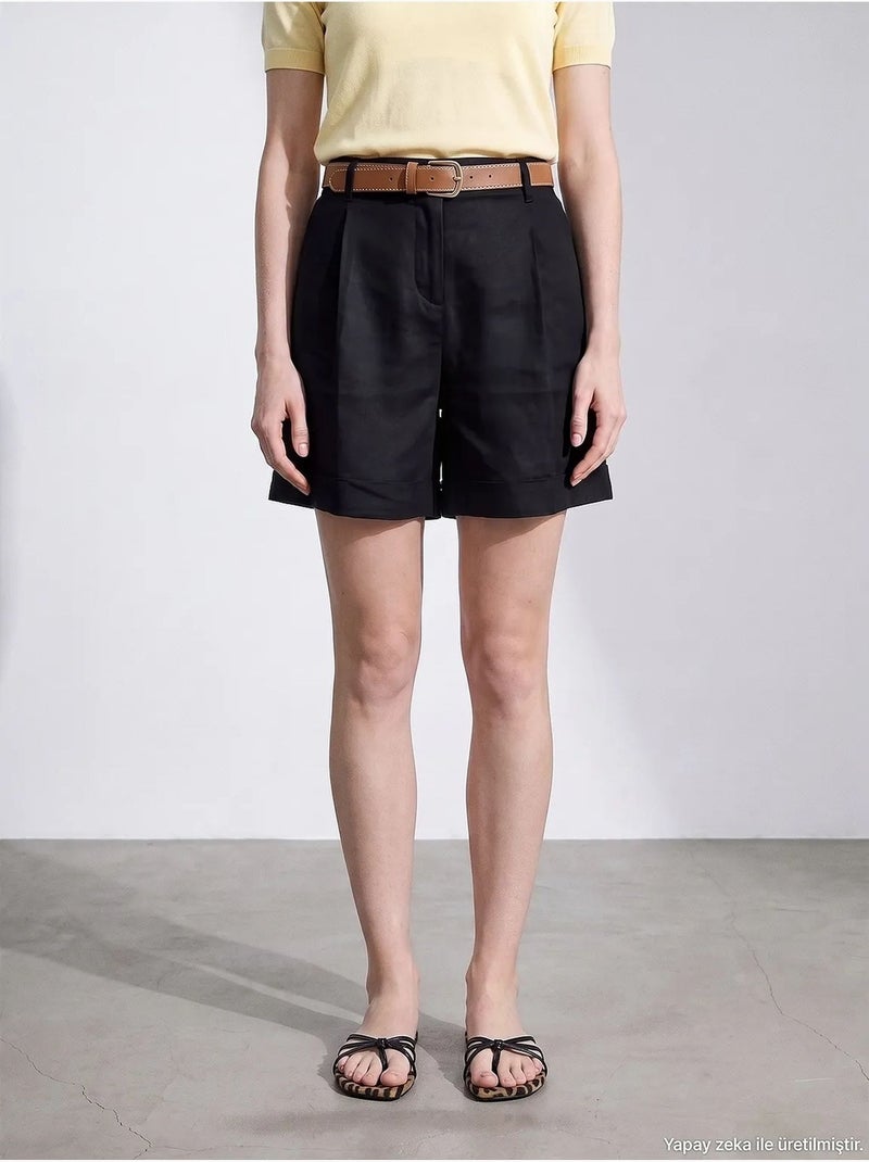 Short en lin dilvin Noir - Kiabi