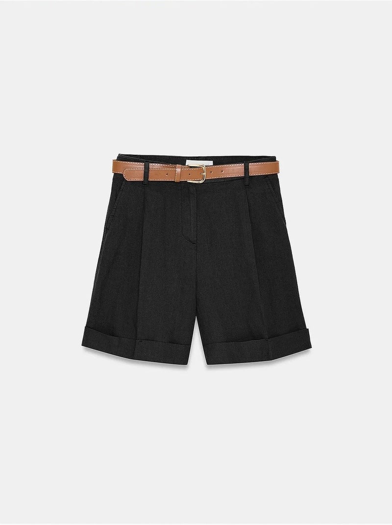 Short en lin dilvin Noir - Kiabi