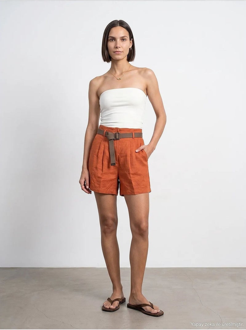 Short en lin dilvin Terracotta - Kiabi