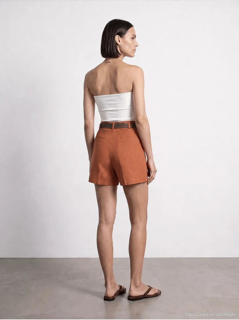 Short en lin dilvin Terracotta - Kiabi