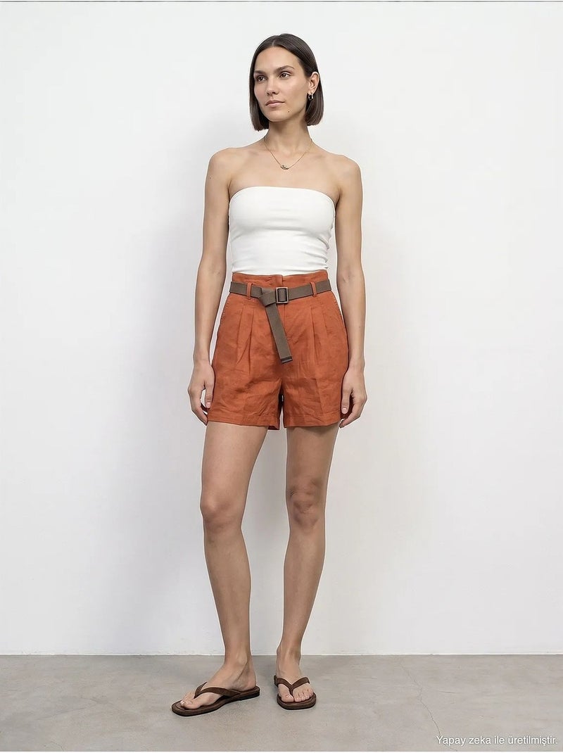 Short en lin dilvin Terracotta - Kiabi
