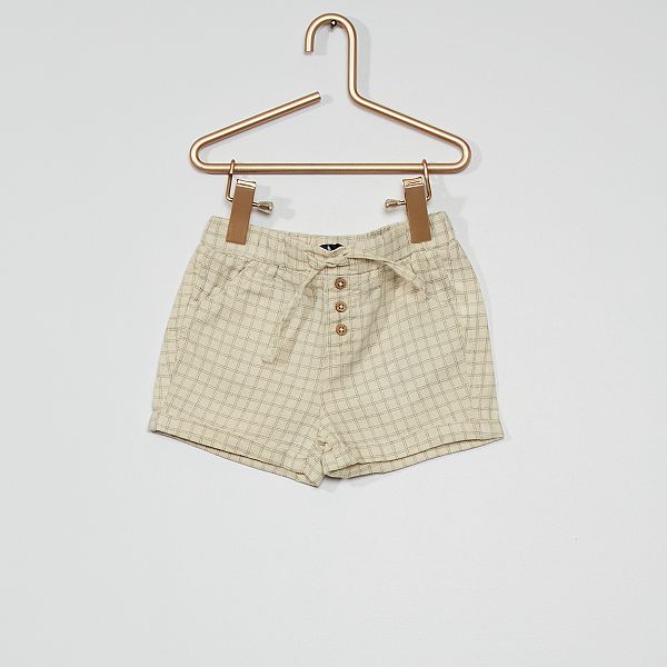 Short En Lin Eco Concu Bebe Garcon Ecru Carreaux Kiabi 8 00