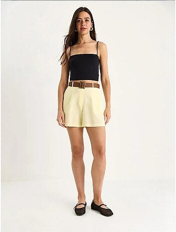 Short en lin fin avec ceinture et poches bianco lucci