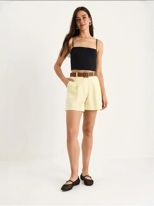 Short en lin fin avec ceinture et poches bianco lucci - Kiabi Short en lin fin avec ceinture et poches bianco lucci - Kiabi