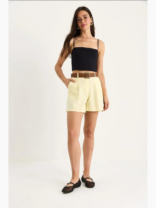 Short en lin fin avec ceinture et poches lucci - Kiabi Short en lin fin avec ceinture et poches lucci - Kiabi