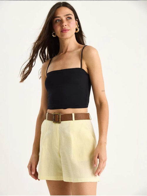 Short en lin fin avec ceinture et poches lucci - Kiabi Short en lin fin avec ceinture et poches lucci - Kiabi