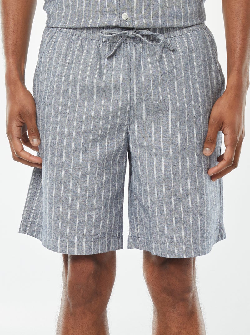 Short en lin mélangé à motif rayé Bleu - Kiabi