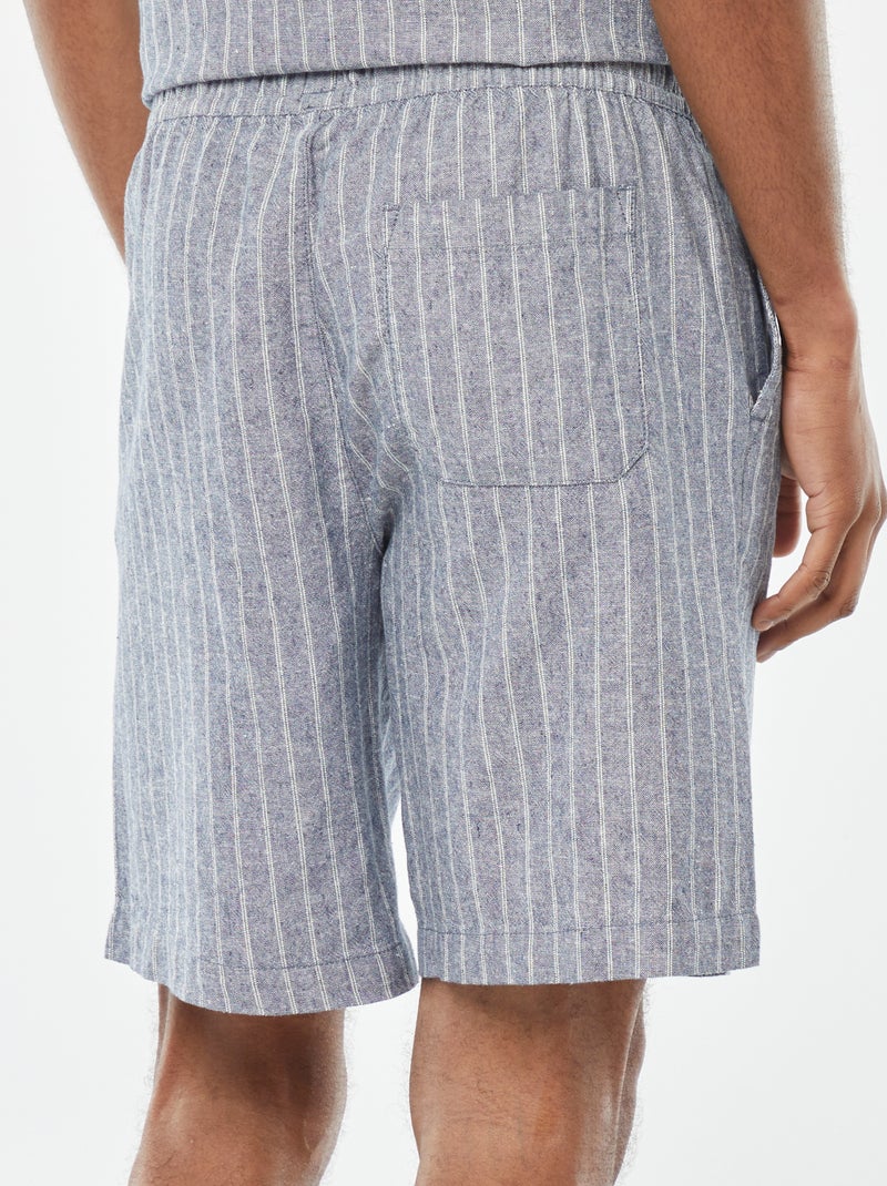 Short en lin mélangé à motif rayé Bleu - Kiabi