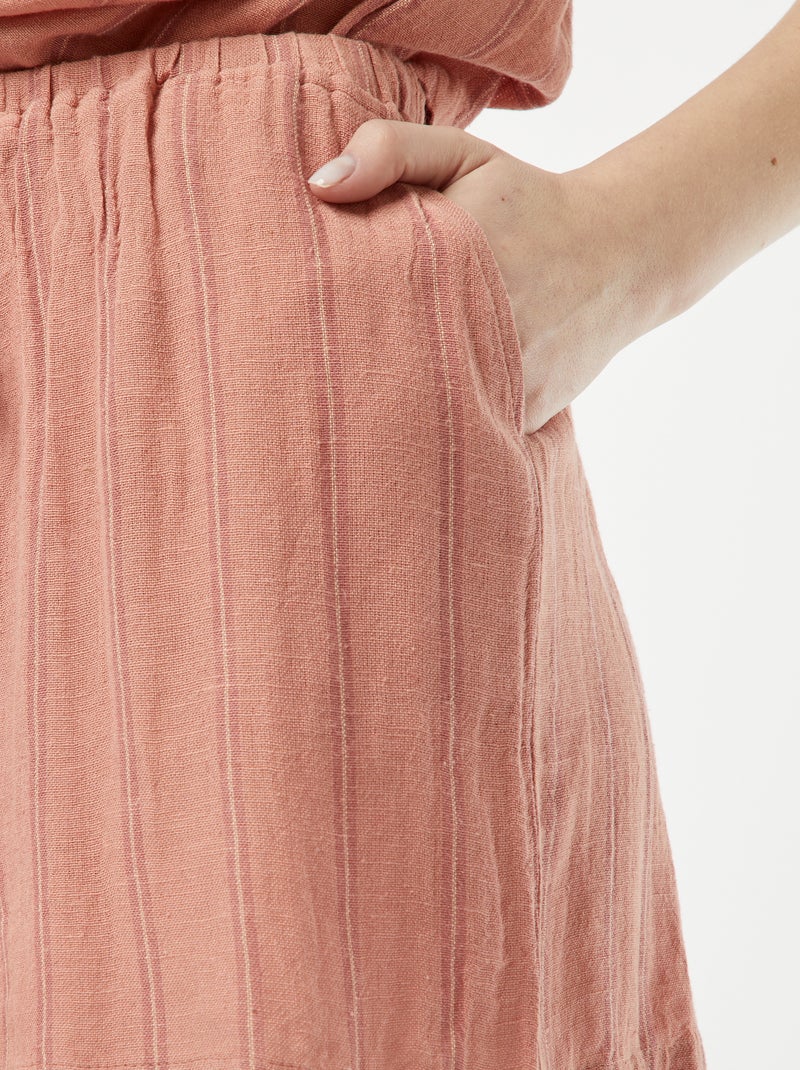 Short en lin mélangé avec 2 poches Vieux rose - Kiabi