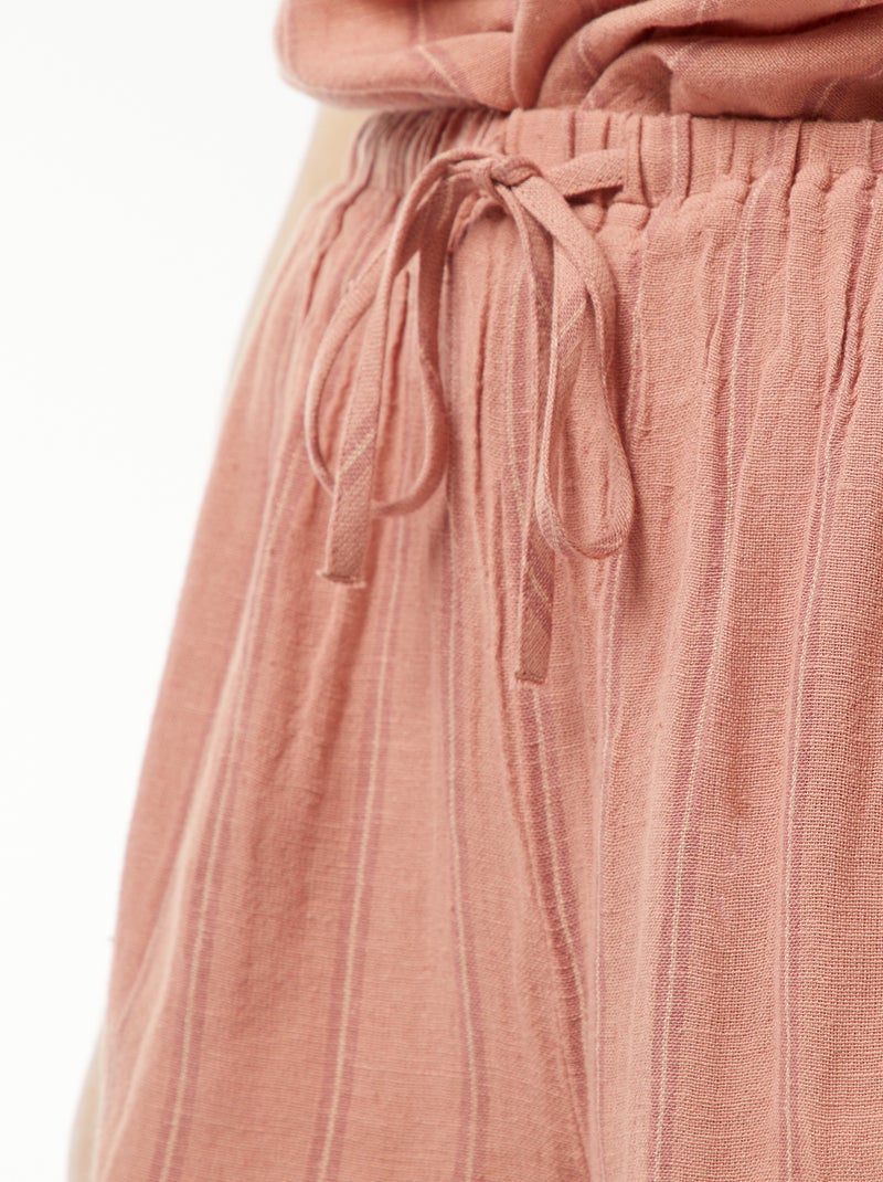 Short en lin mélangé avec 2 poches Vieux rose - Kiabi