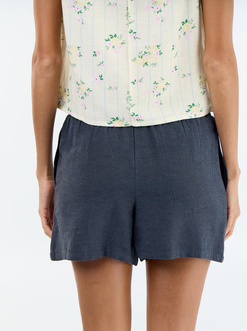 Short en lin mélangé Bleu - Kiabi
