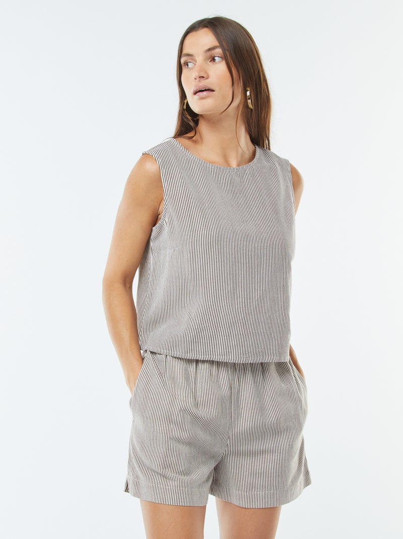 Short en lin mélangé Marron - Kiabi