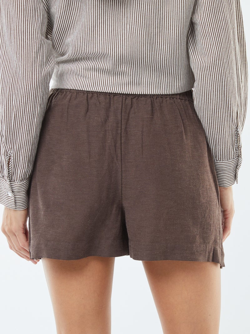 Short en lin mélangé Marron - Kiabi