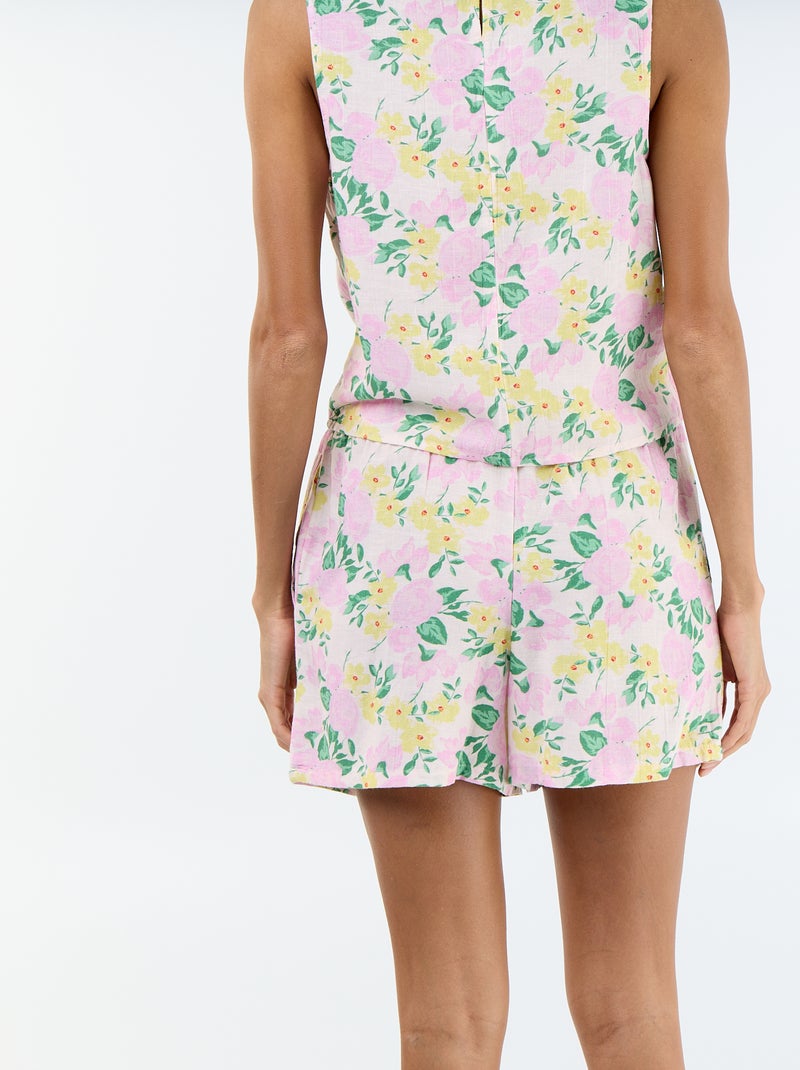 Short en lin mélangé Rose - Kiabi