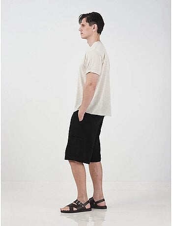 Short en lin mi-haut à jambes larges et poches giesto
