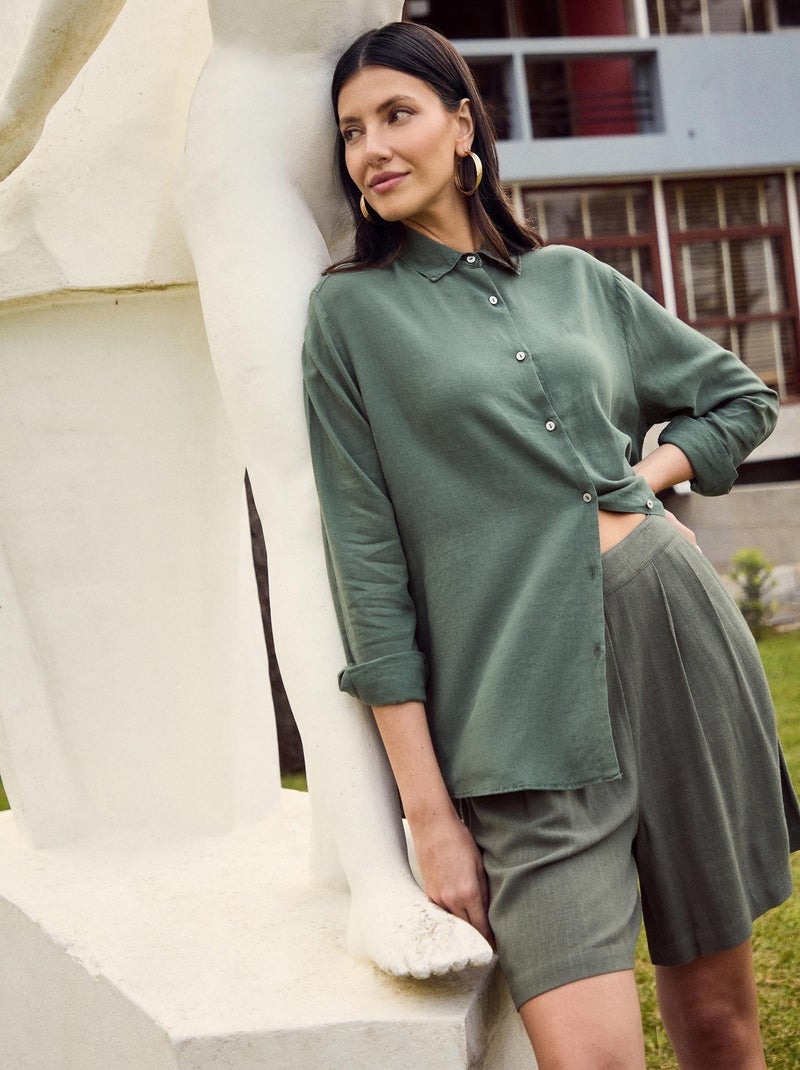 Short en lin MO Fashion Vert - Kiabi