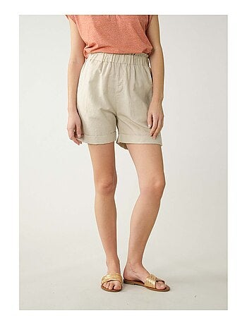 Short en lin taille élastiquée 'Deeluxe'