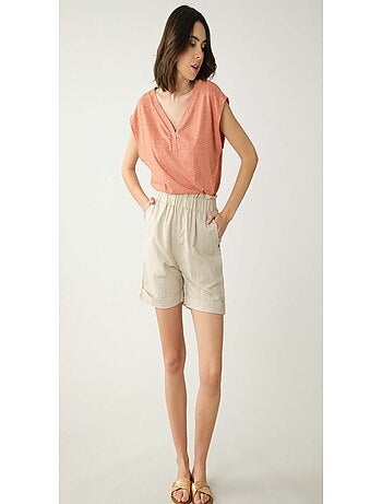 Short en lin taille élastiquée 'Deeluxe'