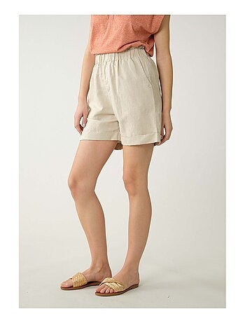 Short en lin taille élastiquée 'Deeluxe'