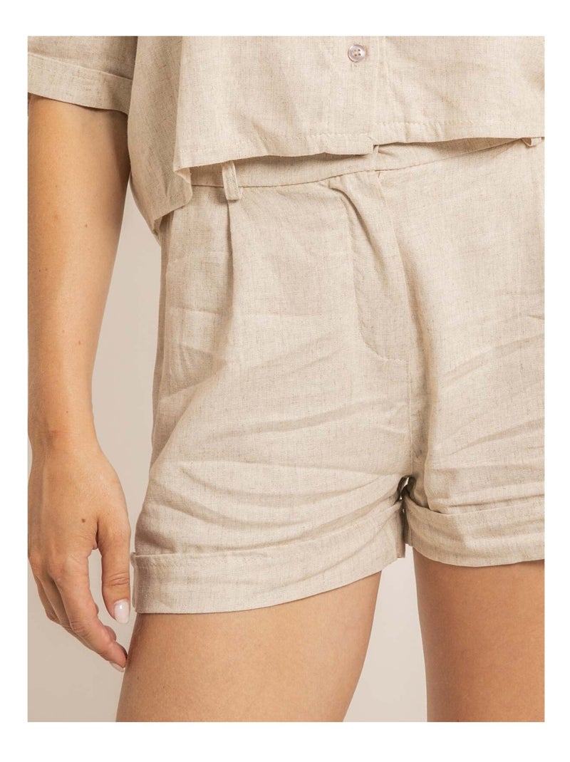 Short en lin XEPONA Beige - Kiabi