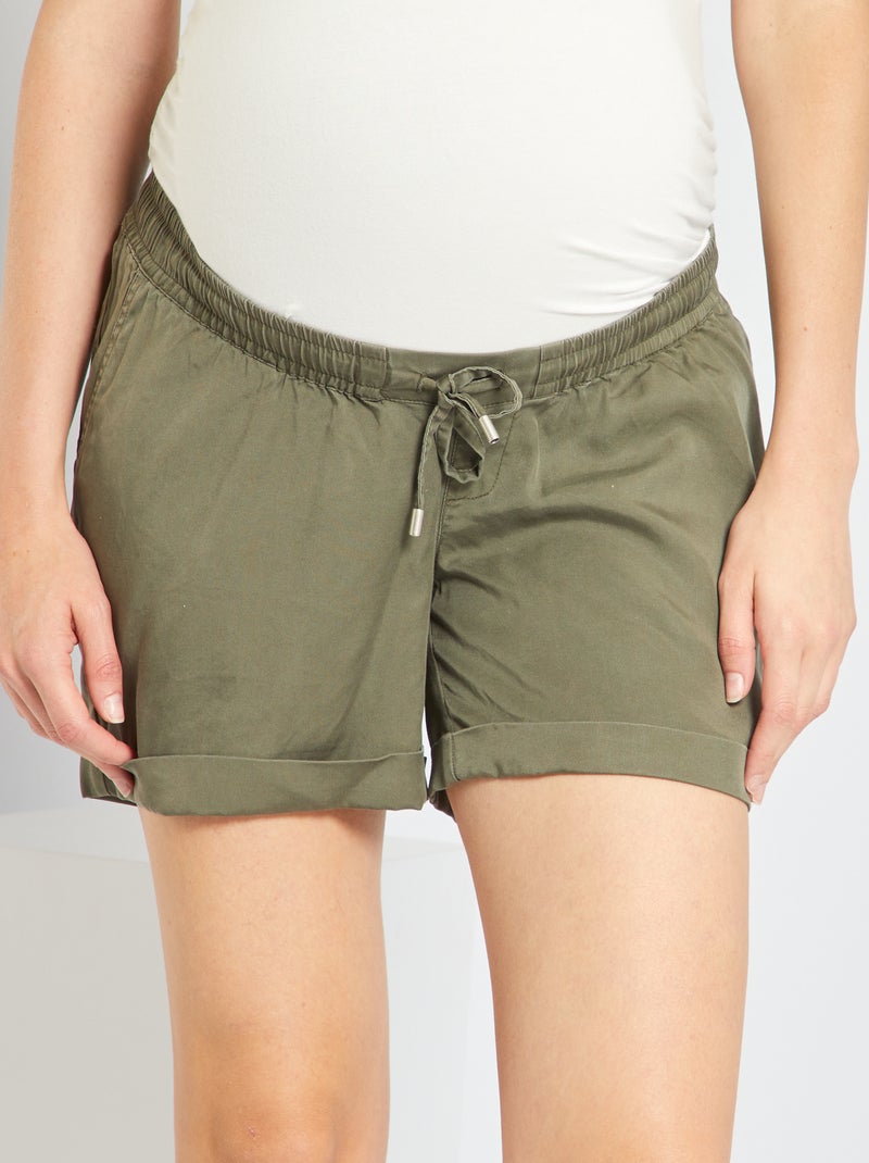 Short en lyocell Kaki - Kiabi