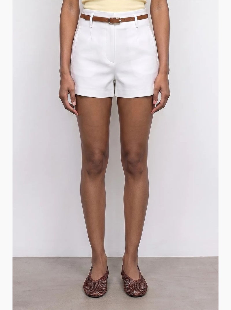 Short en maille à taille haute avec ceinture dilvin Blanc - Kiabi