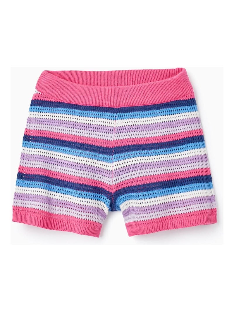 Short en maille ajourée 100 % coton pour fille EXPLORING AUSTRALIA Rose - Kiabi