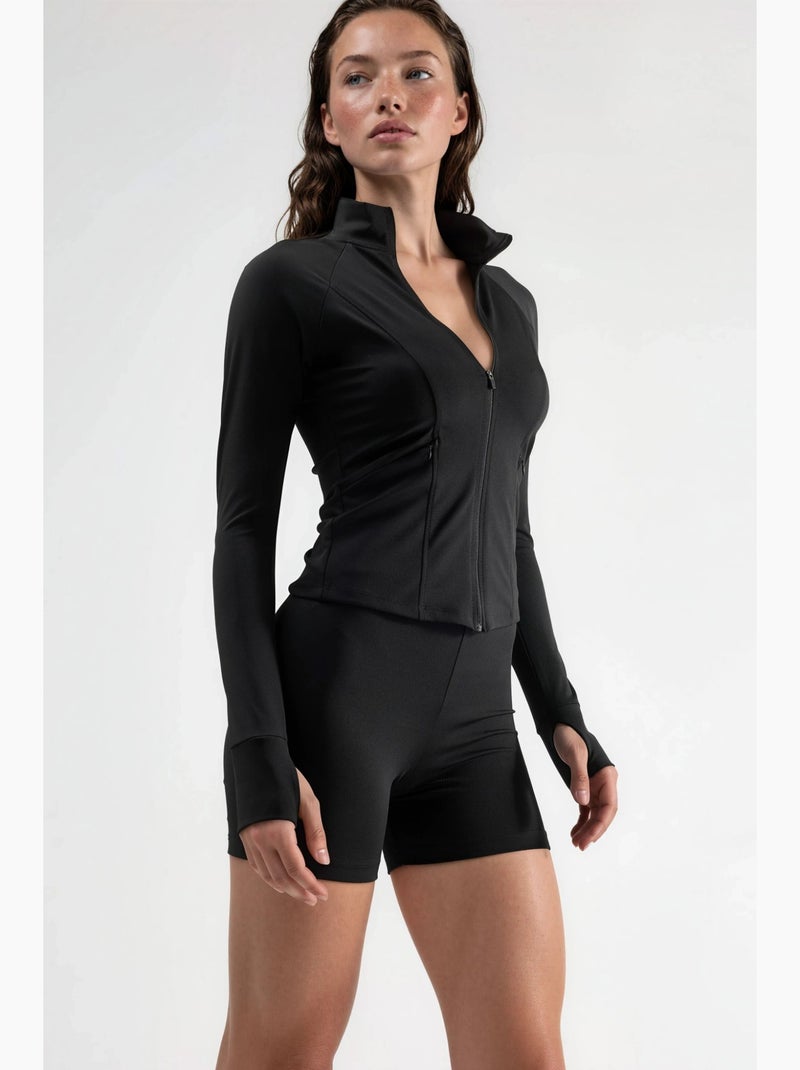 Short en maille ajusté taille mi-haute hiccup Noir - Kiabi